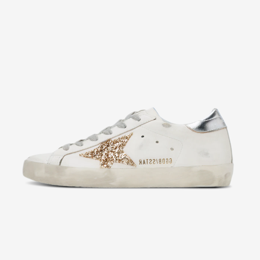 Golden Goose Ball Super Star Gliter Gold White